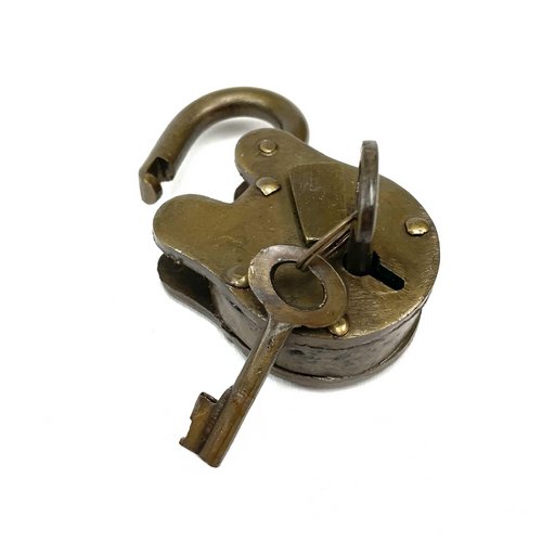 Old Metal Lock and Keys 1"x 2" - Working Antique Replica - TPCSUPPLYCO