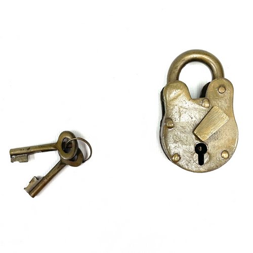 Old Metal Lock and Keys 1"x 2" - Working Antique Replica - TPCSUPPLYCO