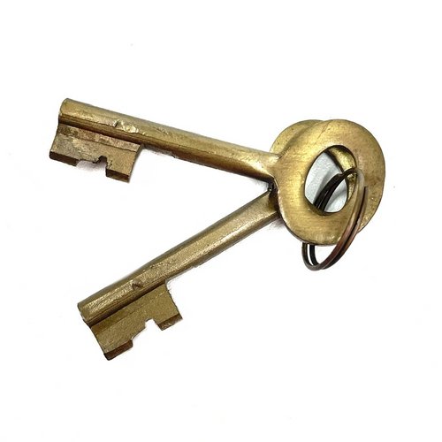 Old Metal Lock and Keys 1"x3" - Working Antique Replica - TPCSUPPLYCO