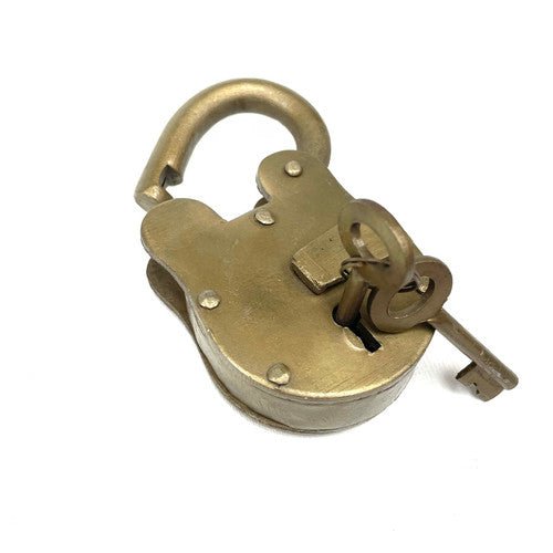 Old Metal Lock and Keys 1"x3" - Working Antique Replica - TPCSUPPLYCO