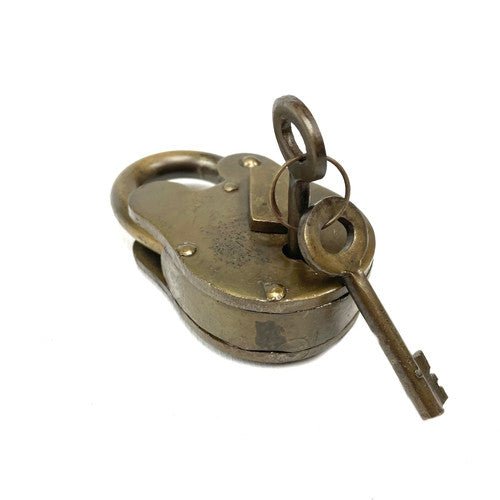 Old Metal Lock and Keys 4"x 3" - Working Antique Replica - TPCSUPPLYCO