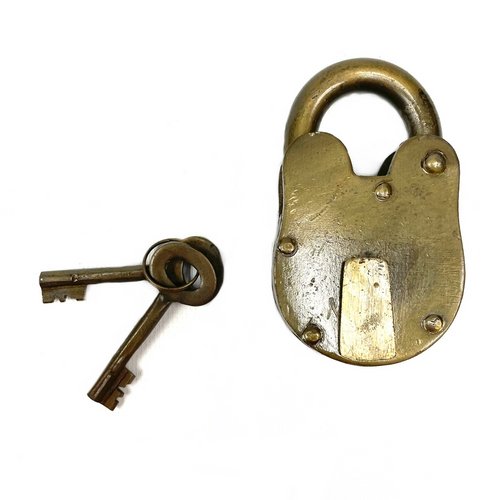 Old Metal Lock and Keys 4"x 3" - Working Antique Replica - TPCSUPPLYCO