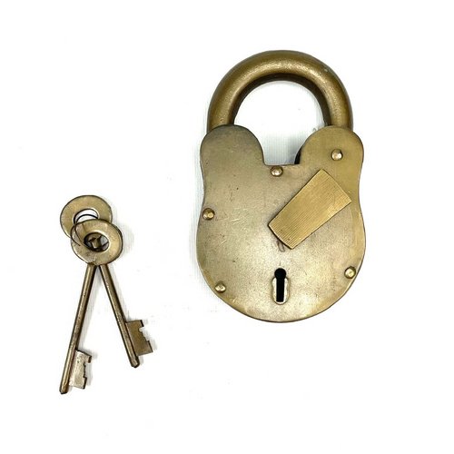 Old Metal Lock and Keys 4x6" - Working Antique Replica - TPCSUPPLYCO