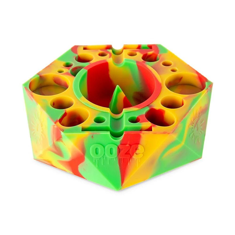 Ooze Bangarang 5" Silicone Ashtray Dab Station - Rasta* - TPCSUPPLYCO