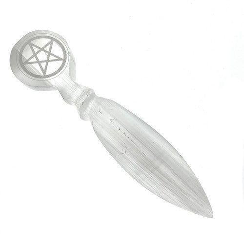 Pentacle Karma Cutting Selenite Knife Athame 9.5" - TPCSUPPLYCO