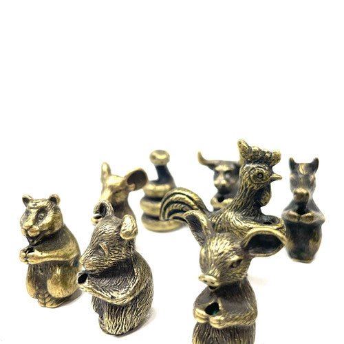 Pewter Chinese Zodiac Incense Stick Holder Full Set of 12 - 1.5" - TPCSUPPLYCO