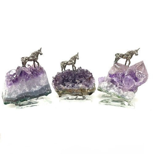 Pewter Unicorn Stallion on Amethyst 1 Count Assorted - TPCSUPPLYCO