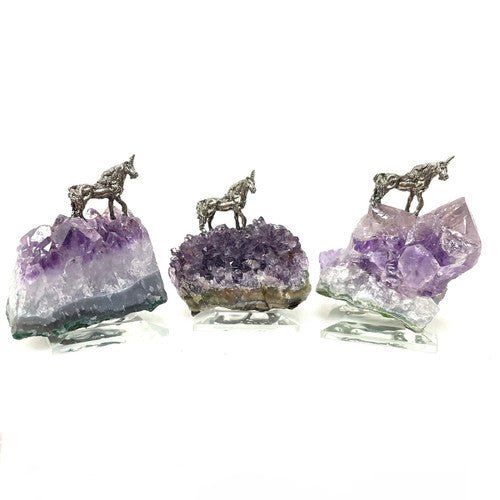 Pewter Unicorn Stallion on Amethyst 1 Count Assorted - TPCSUPPLYCO