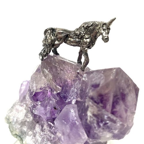 Pewter Unicorn Stallion on Amethyst 1 Count Assorted - TPCSUPPLYCO