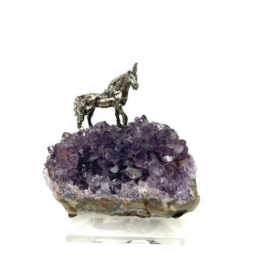 Pewter Unicorn Stallion on Amethyst 1 Count Assorted - TPCSUPPLYCO