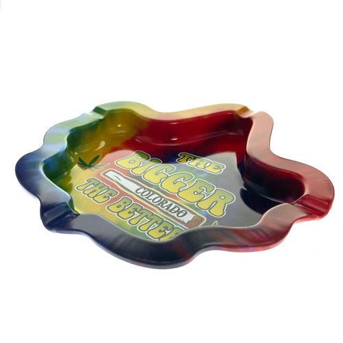 Pot Leaf Colorado Tin Ashtrays 6" 1 Count Assorted - TPCSUPPLYCO