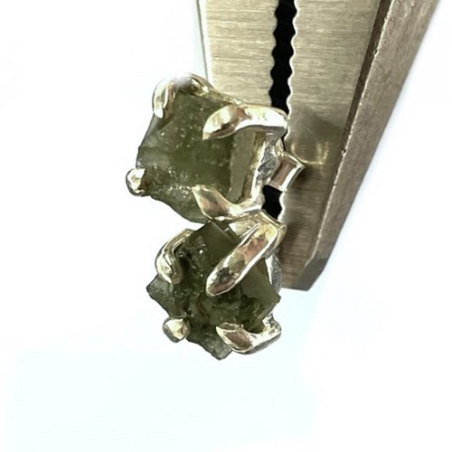 Real Moldavite Rough Studs 925 Sterling Silver Earrings 1 Pair - TPCSUPPLYCO