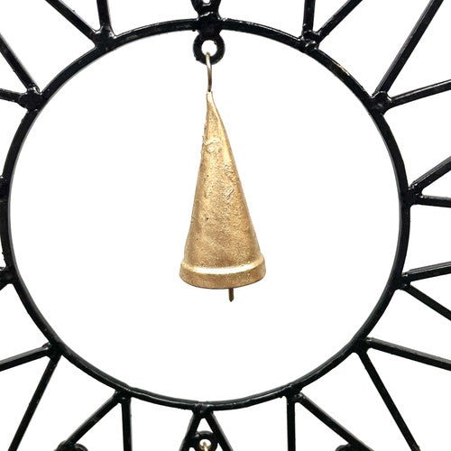 Rustic Wood and Iron Ring Wind Chime IN122523 - TPCSUPPLYCO