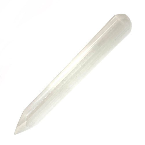 Selenite Energy Want With Point and Round End Sticks 6" + - Hand Made Morocco - TPCSUPPLYCO