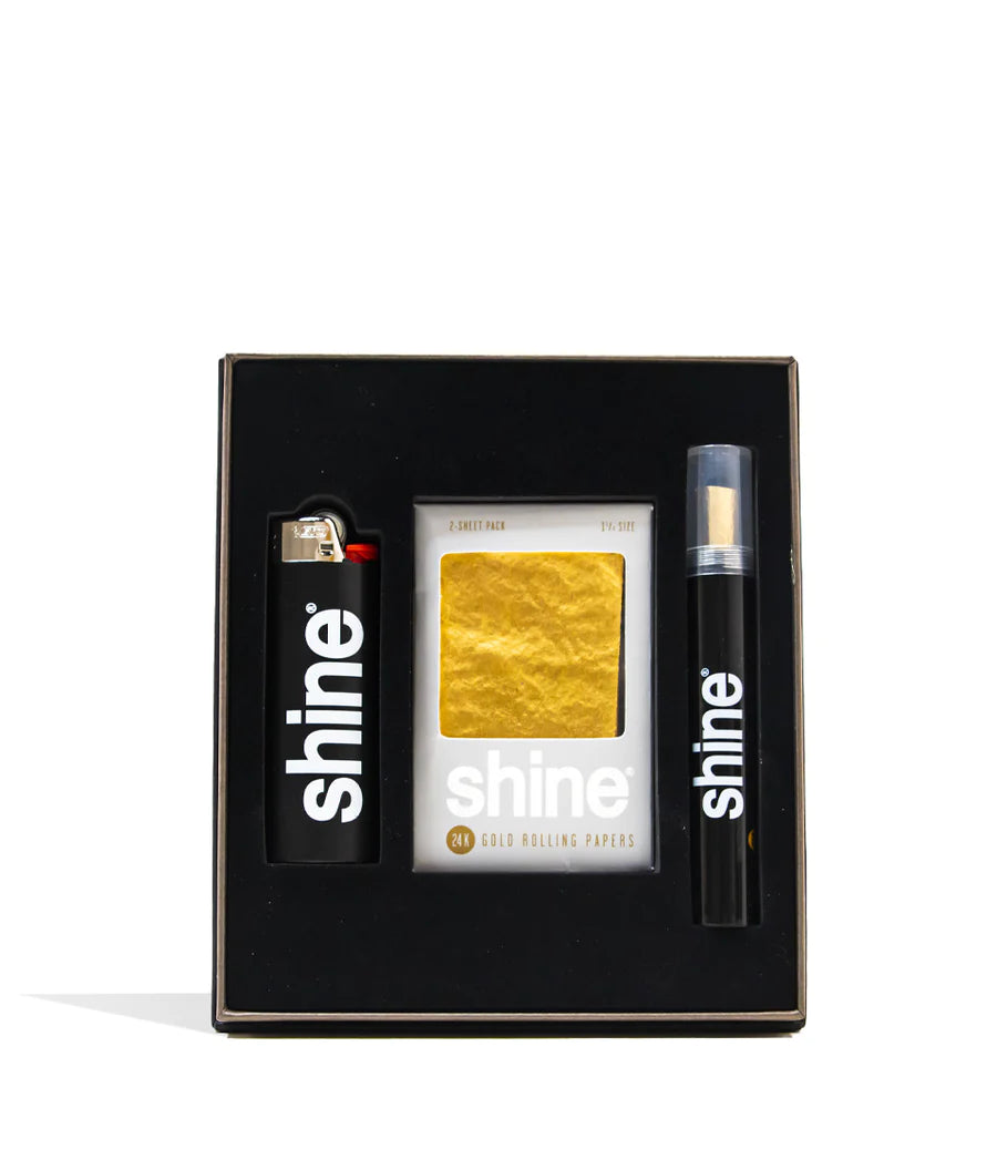 Shine 24k Gold 1 Cone & 2 Sheet Pack & Bic Lighter Gift Box