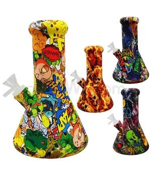 Silicone 8" Waterpipe - Assorted Design - TPCSUPPLYCO