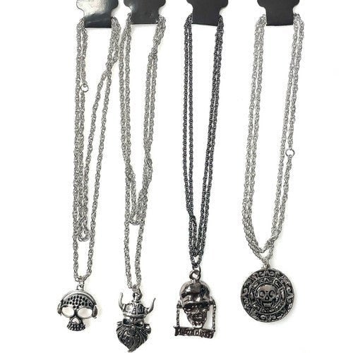 Skull N Chain Assorted Necklace with Metal Pendant - TPCSUPPLYCO