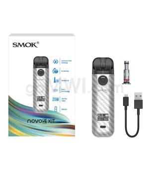 Smok Novo 4 Kit 800 mAh - Silver Carbon Fiber - TPCSUPPLYCO