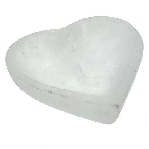 Tiny Heart Selenite Dish Bowl 2" + - Hand Made Morocco - TPCSUPPLYCO