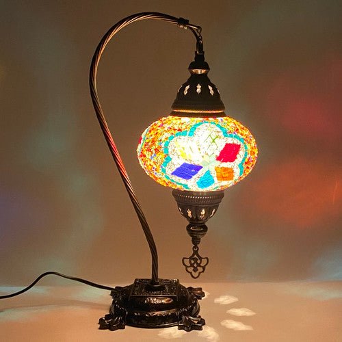 Turkish Mosaic Camel Neck Lamp - 9"x16.25" - DB3 Rainbow - TPCSUPPLYCO