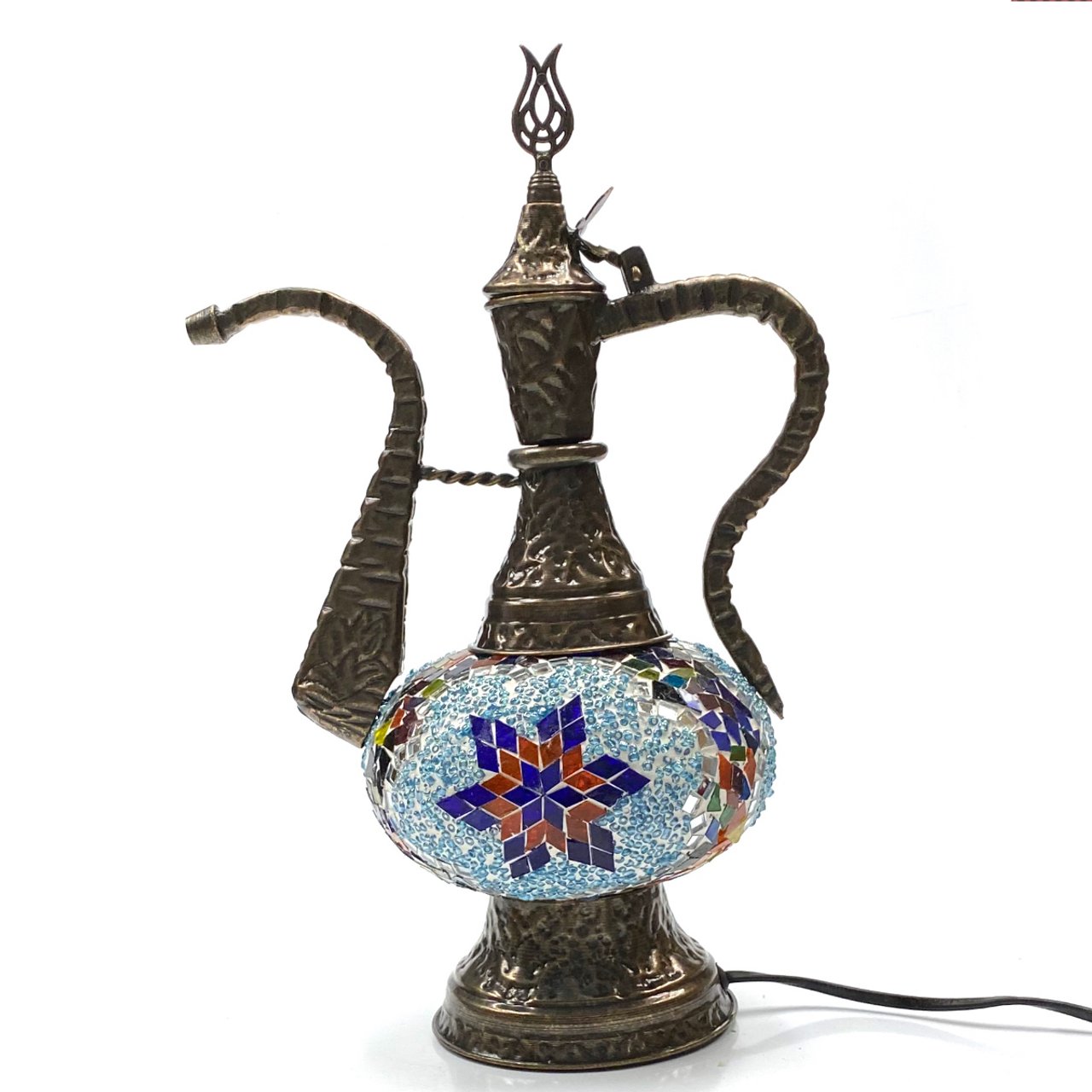 Turkish Mosaic Genie Bottle Table Lamp B1 14"x10"x6" Rainbow - GENIB3 - TPCSUPPLYCO