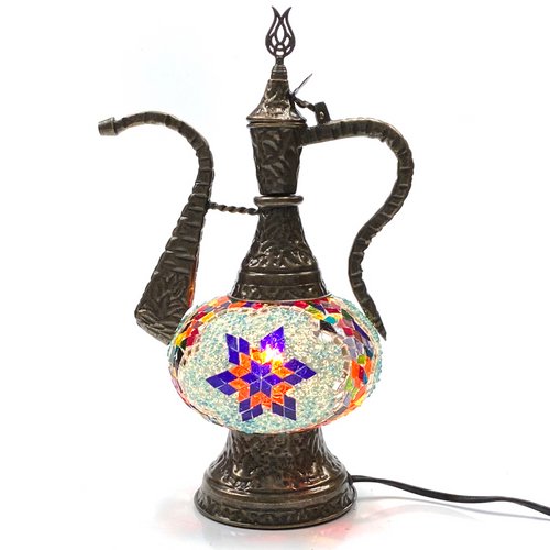 Turkish Mosaic Genie Bottle Table Lamp B1 14"x10"x6" Rainbow - GENIB3 - TPCSUPPLYCO