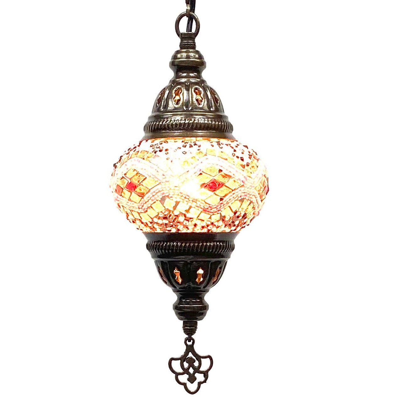 Turkish Mosaic Lantern Hanging Single Chain - 5"x23.5" - B2S - PINK - TPCSUPPLYCO