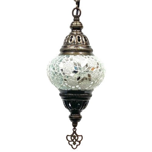 Turkish Mosaic Lantern Hanging Single Chain - 5"x23.5" - B2S - White - TPCSUPPLYCO