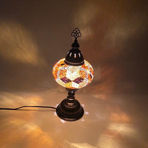 Turkish Mosaic Table Lamp - 6"x14.5" - MB3 - Amber - TPCSUPPLYCO