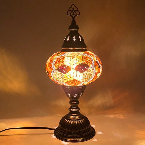 Turkish Mosaic Table Lamp - 6"x14.5" - MB3 - Amber - TPCSUPPLYCO