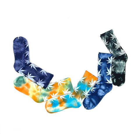 Tie-dyed and Towel Bottom Long Socks Assorted