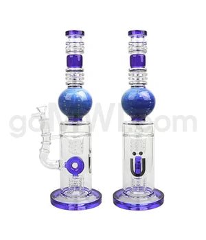 Uber 15" (5mm) Glass Recycler Waterpipe - Blue - TPCSUPPLYCO