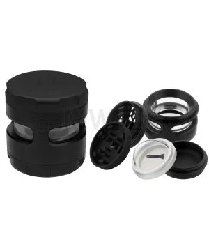 Uber 4.0 Grinder 4pc 2.5" 63mm CNC w/ Window - Black - TPCSUPPLYCO