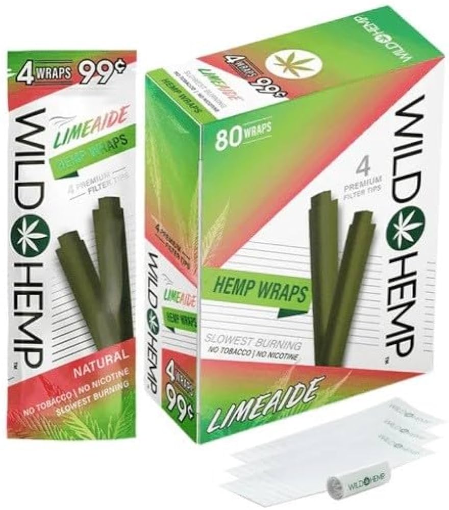 Wild Hemp Wraps 4/pk 20ct/bx - Limeaide - TPCSUPPLYCO