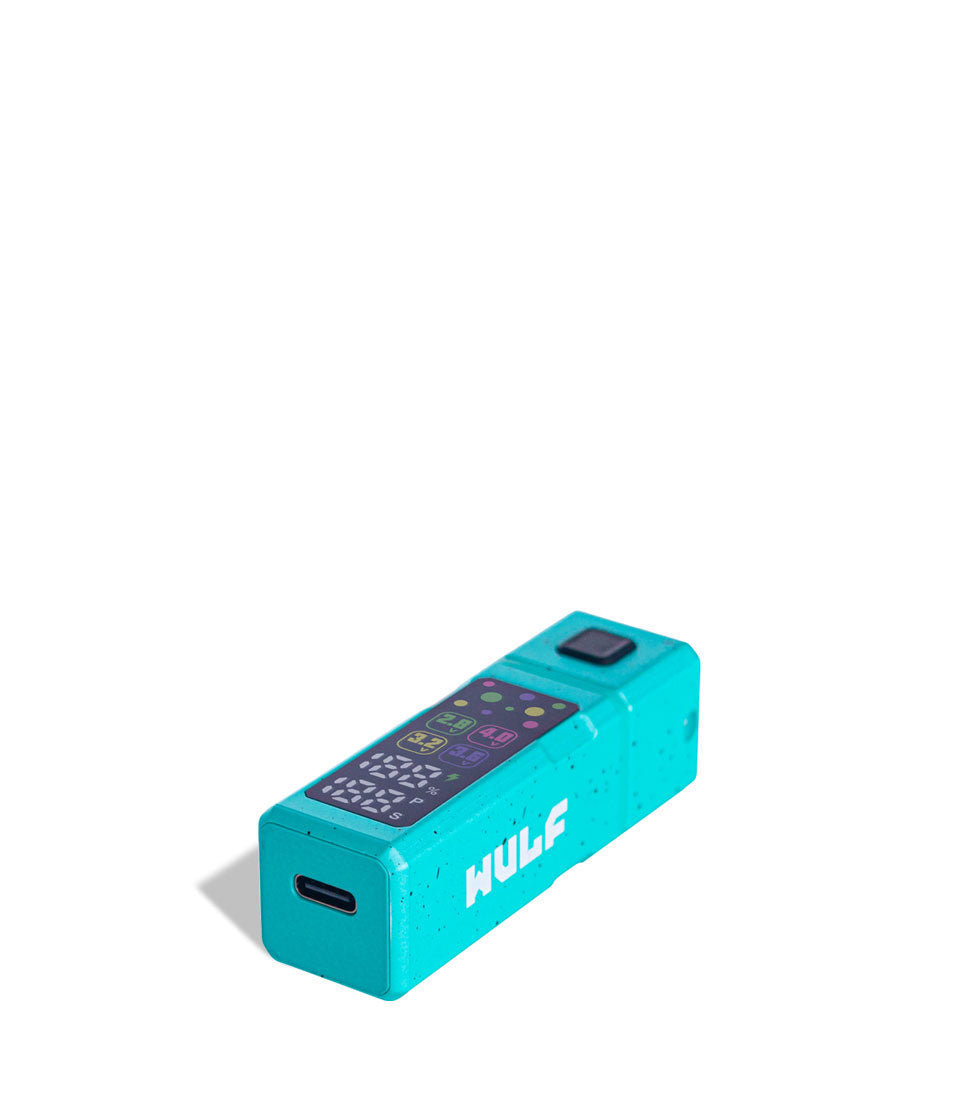 Teal-Black Spatter Wulf Mods Grid 510 Battery Bottom View