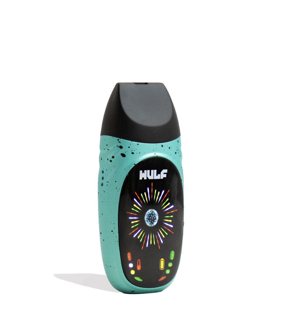 Teal-Black Spatter Wulf Mods Faze Portable Dry Herb Vaporizer Angle View