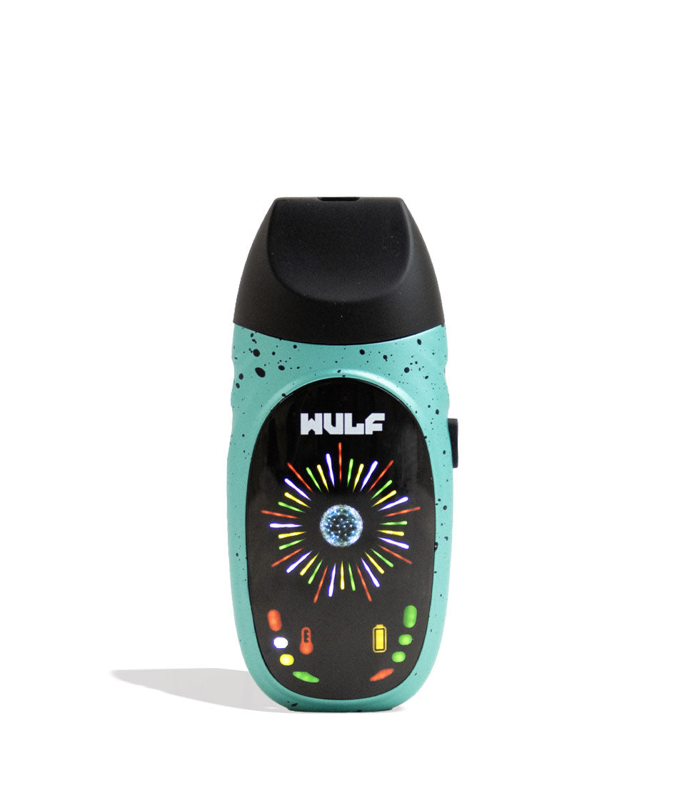 Teal-Black Spatter Wulf Mods Faze Portable Dry Herb Vaporizer Front View