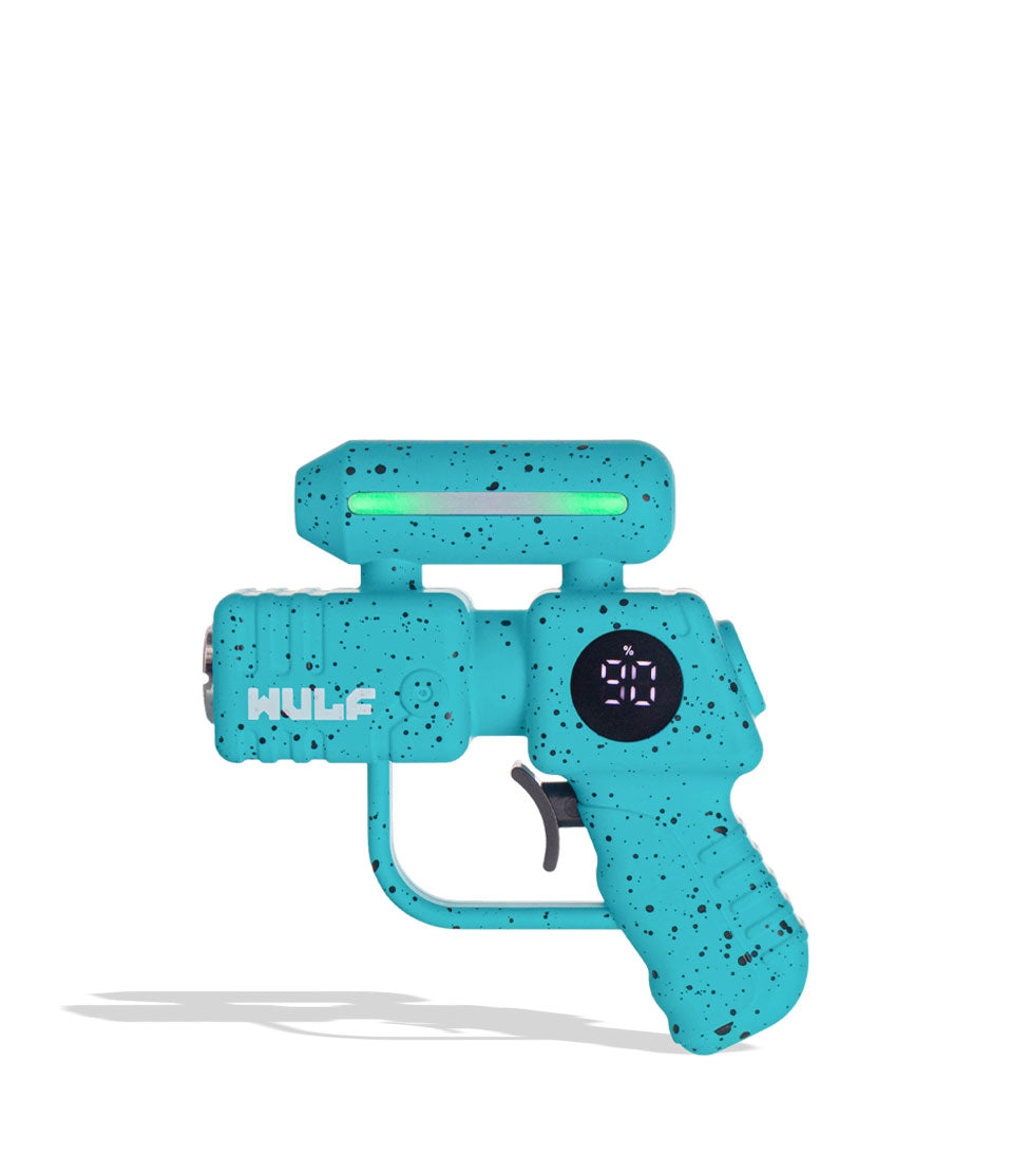 Teal-Black Spatter Wulf Mods Zapp Variable Voltage Battery Front