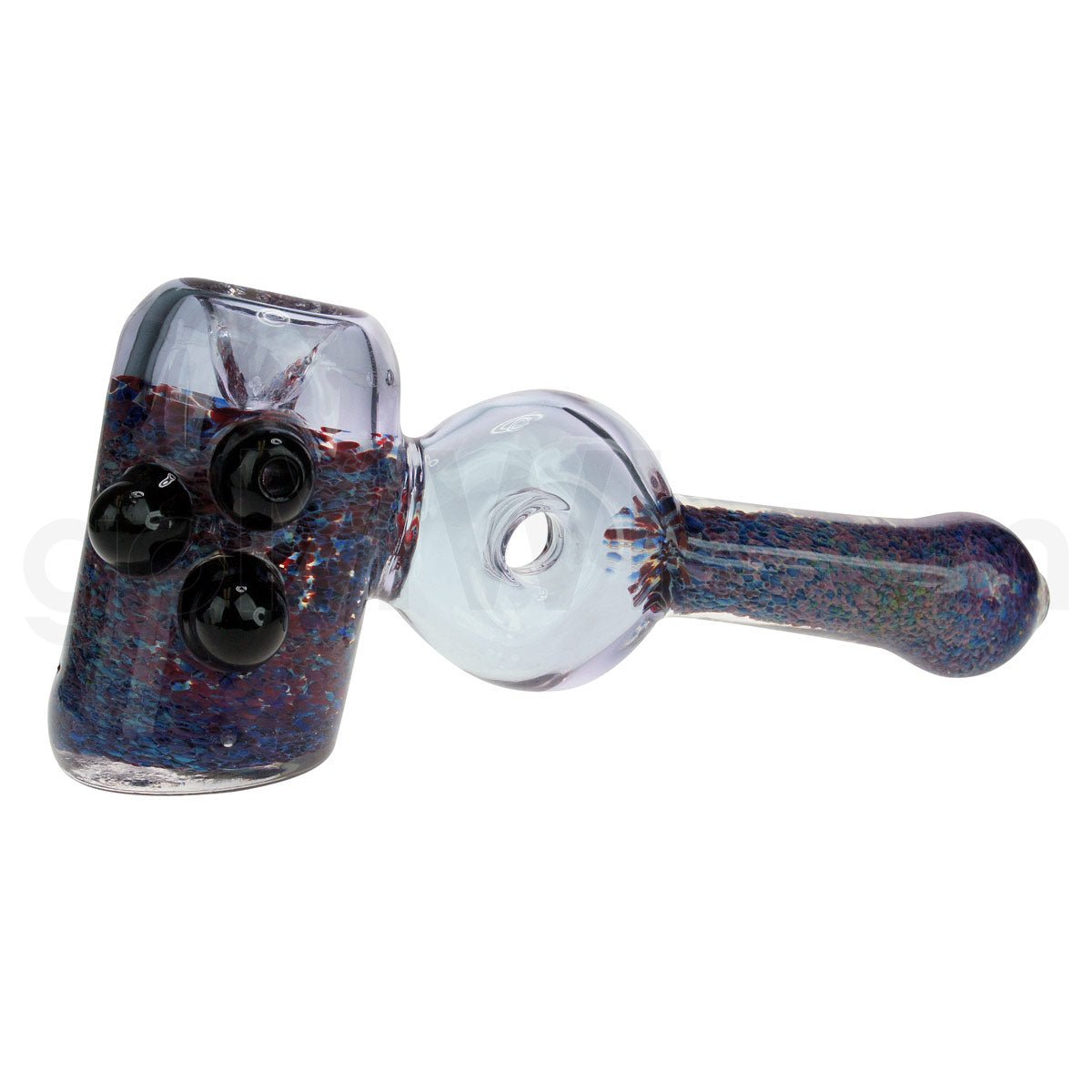 I/O 7.5″ Pink Frit Hammer Bubbler W/ Black Implosions - TPCSUPPLYCO