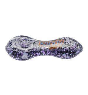 Kandy Glass 5" Glycerin Glitter Hand Pipe - Black Purple - TPCSUPPLYCO