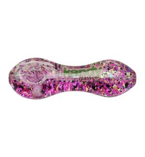 Kandy Glass 5" Glycerin Glitter Hand Pipe - Black Purple - TPCSUPPLYCO