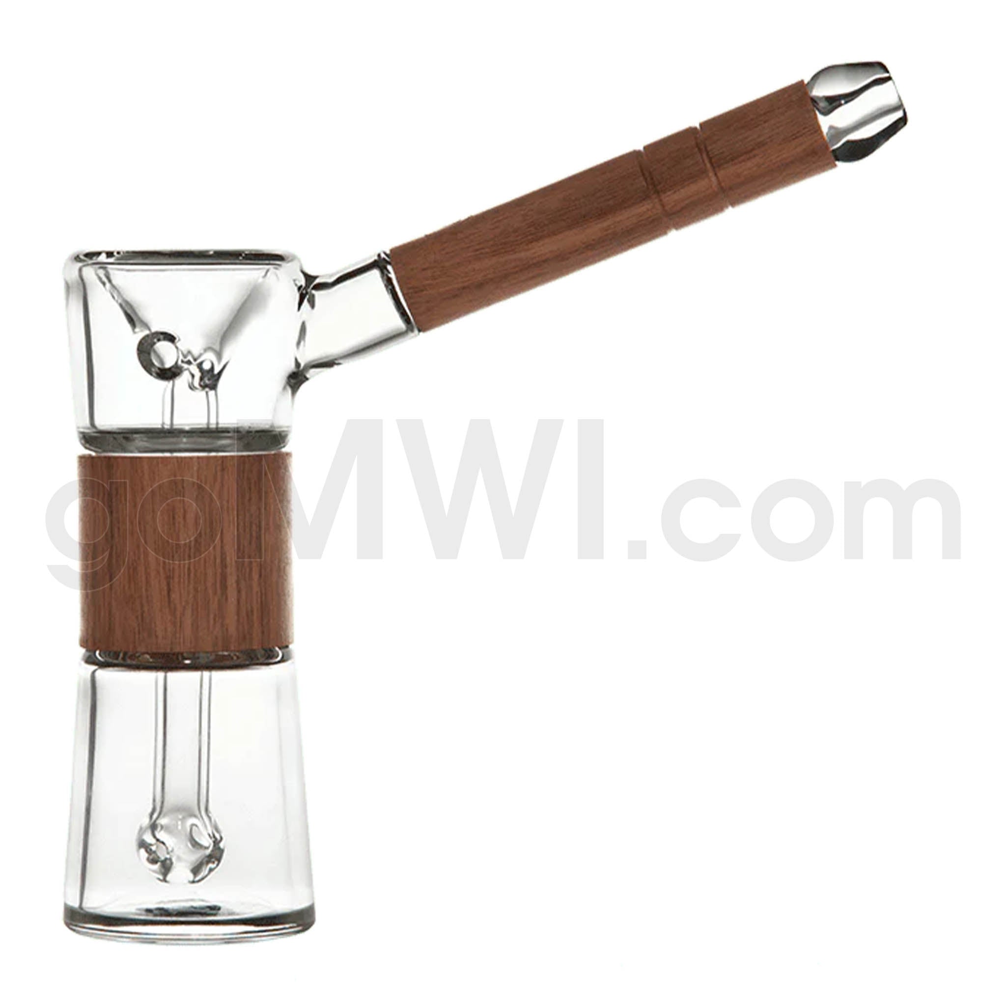 Marley Natural 4.5″ Glass & Walnut Wood Bubbler - TPCSUPPLYCO