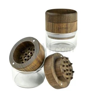 RYOT 3" GR8TR Wooden Grinder w/ Glass Jar Body - TPCSUPPLYCO